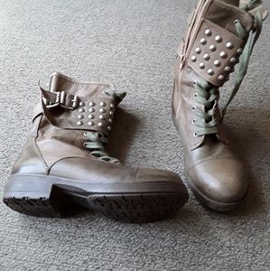 Studded Leather Combat Boots